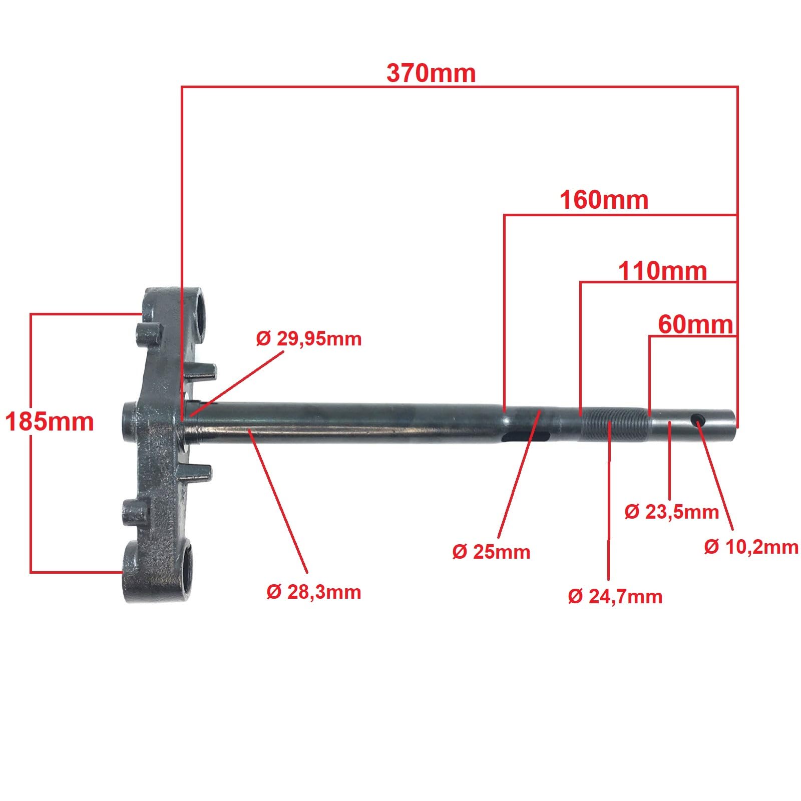 GABELROHR - GABELBRÜCKE - GABELJOCH - ROLLER GABEL - LENKSÄULE - 370mm für 2- & 4-TAKT 50cc 125cc 150cc 139QMA / 152QMI / 157QMJ GY6 ROLLER für diverse China Roller Modelle