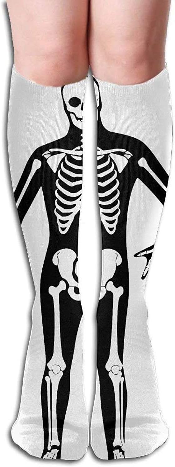 Daisylove Unisex Skeleton Zentai Suit Sports Athletic Running Long Socks Novelty Knee High Sock