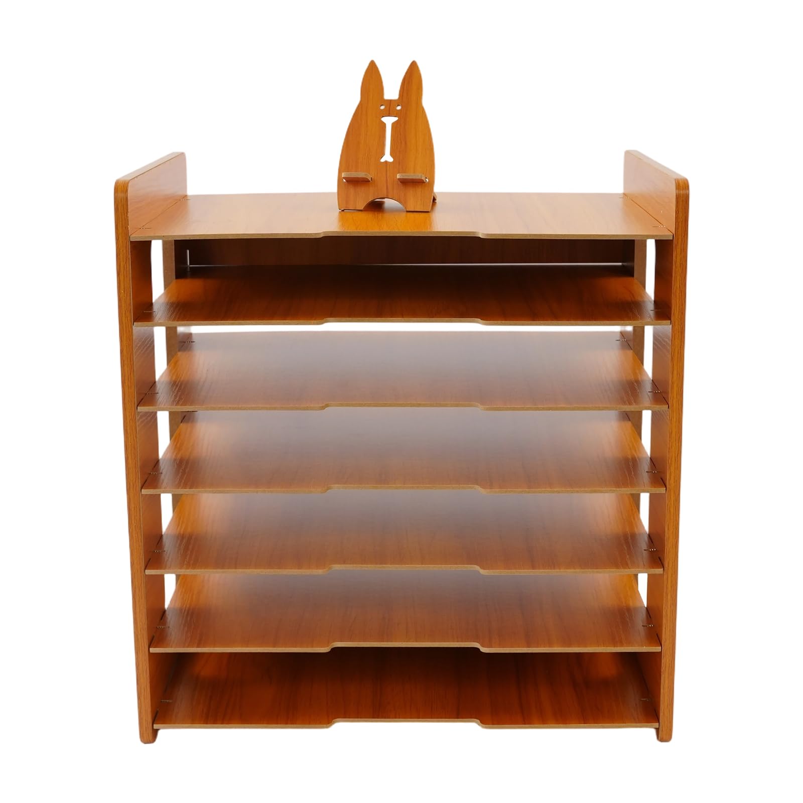 Organizador de escritorio de 7 niveles de madera, altura ajustable entre capas, gran capacidad, papelera de correo, A4, papel horizontal para colocar documentos, libros