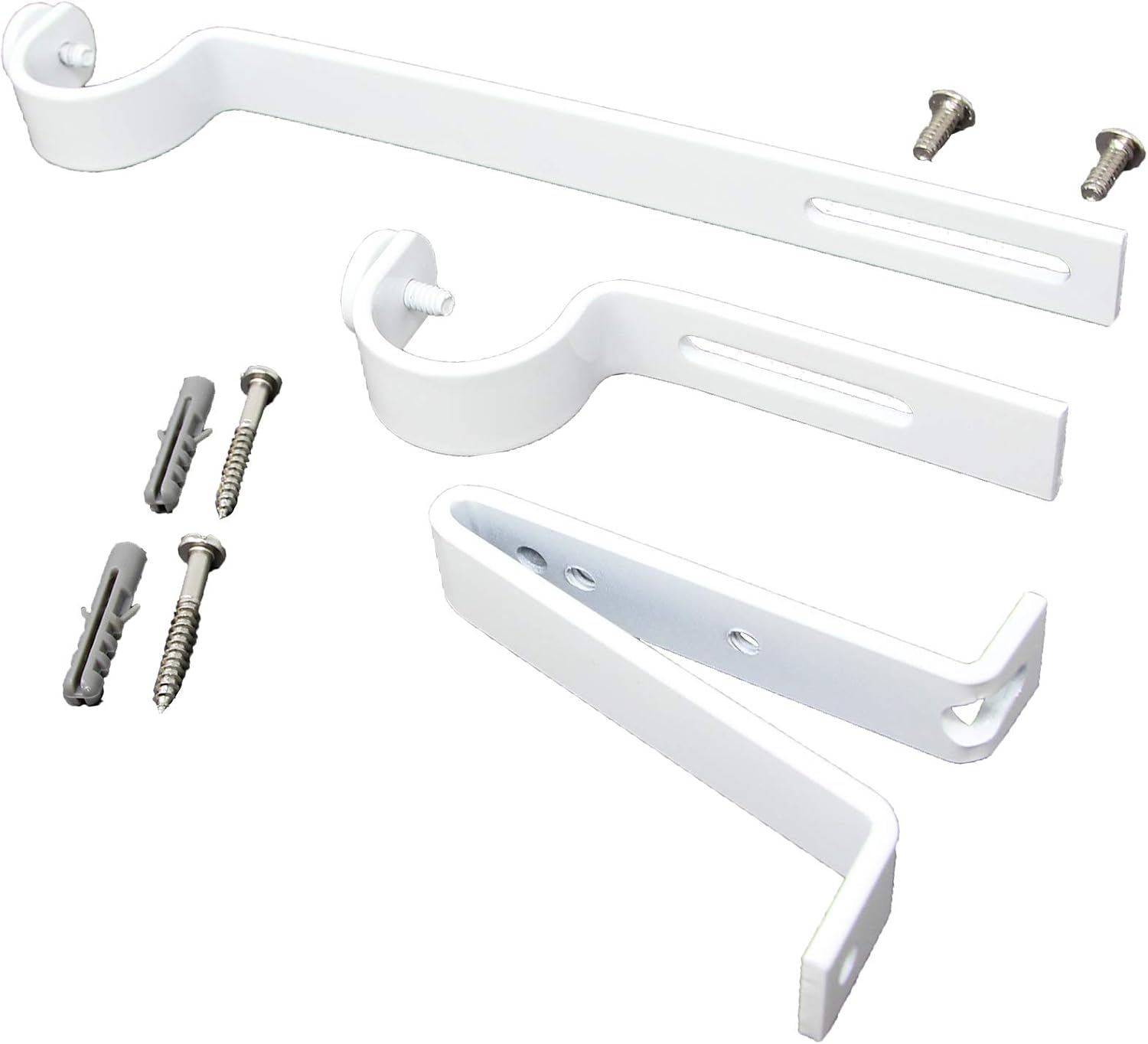 Urbanest Adjustable Double Curtain Rod Bracket, up to 1 1/8-inch Diameter Rods, 1 Piece, Glossy White