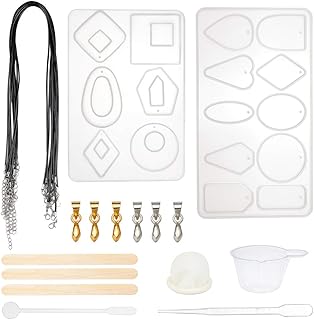 PH Pandahall イヤリング レジン型 ピアス チャーム モールド型 シリコンモールドペンダント シリコーン 金型 16種類 樹脂 鋳造 金型 撹拌ロッド ワックスコットンコード付き ジュエリーパーツ付き 樹脂 ブレスレット ネックレス...