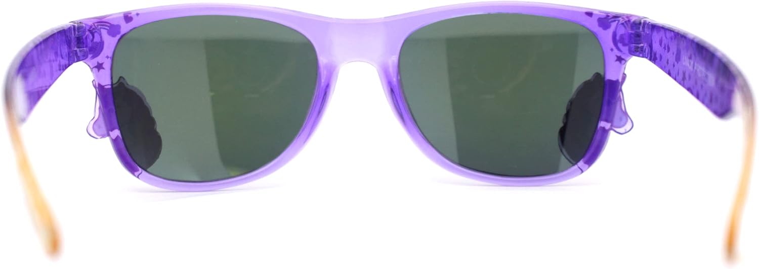 SA106 Girls Kid Size Rainbow Unicorn Badge Horn Rim Sunglasses