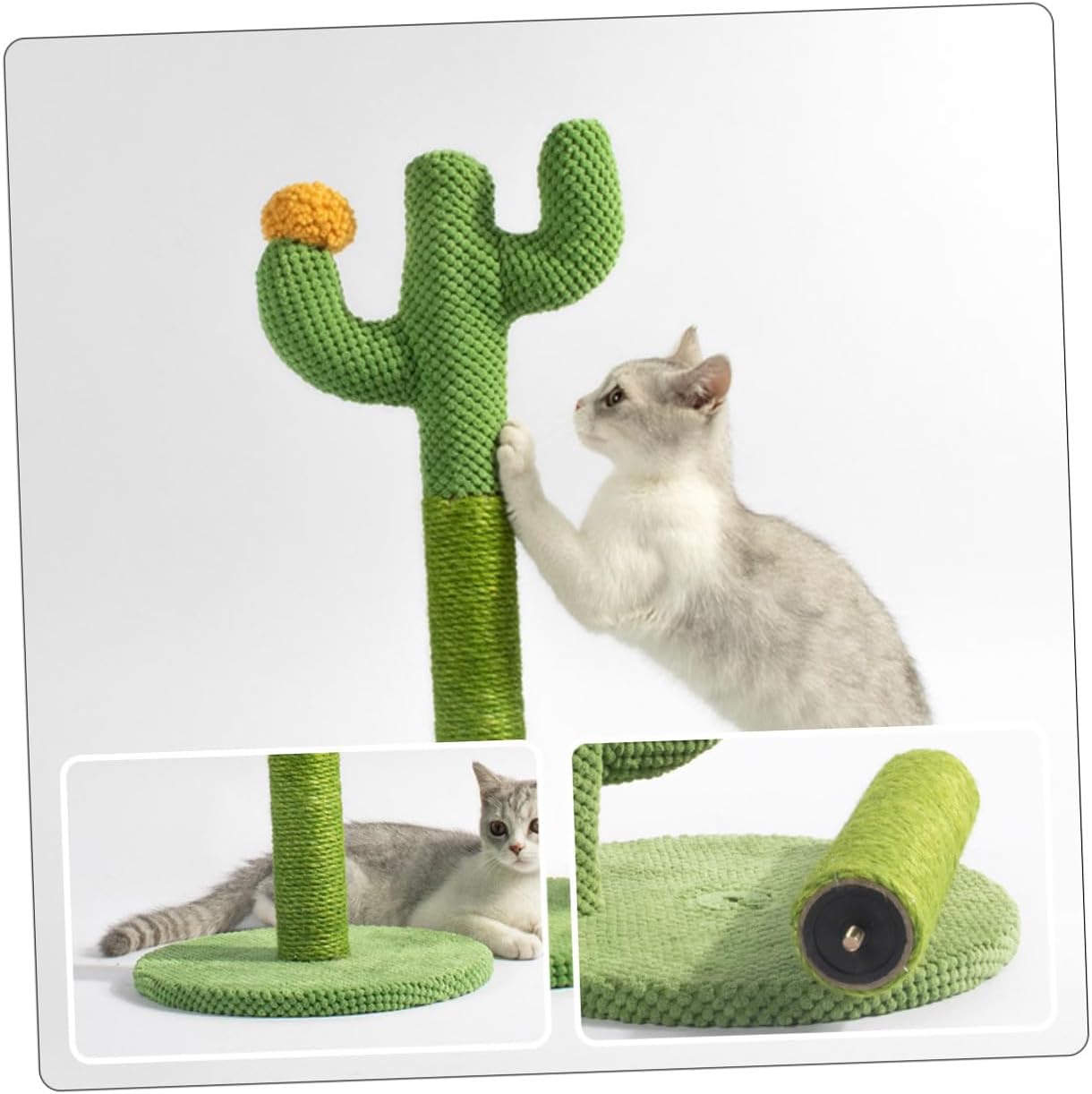 Cactus Cat Scratching Post Small 29x33cm Sisal Climbing Tower Vertical Wear-Resistant Kitten Scratcher for Indoor Household Cats