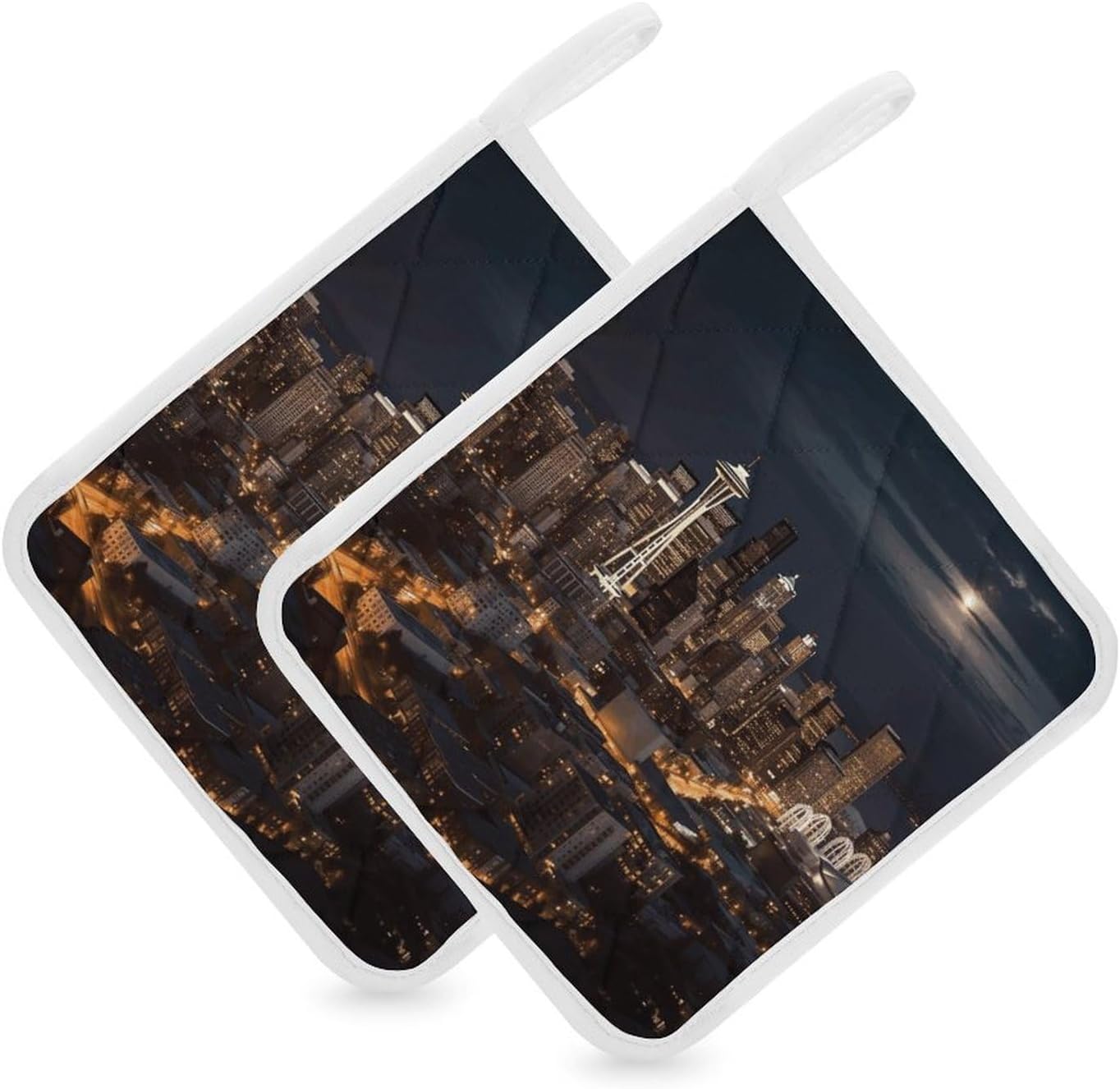 City Seattle Polyester Heat Resistant Pot Pad Non Slip Anti Scald Hot Dish Mat Reusable Table Protector for Kitchen Hot Pot Mat Wear Resistant Heat Proof Table Pad for Countertop Dining Room