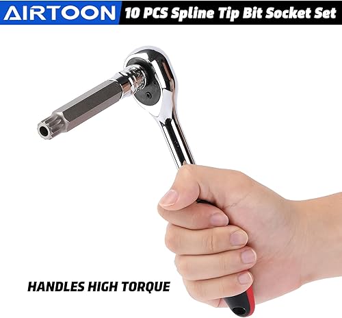 Miniatura 6 de AIRTOON Juego de 10 piezas de dados de punta estriada cuadrados, extra largos de 4 pulgadas de longitud, acero M4-M18, S2 y Cr-V, juego de dados de