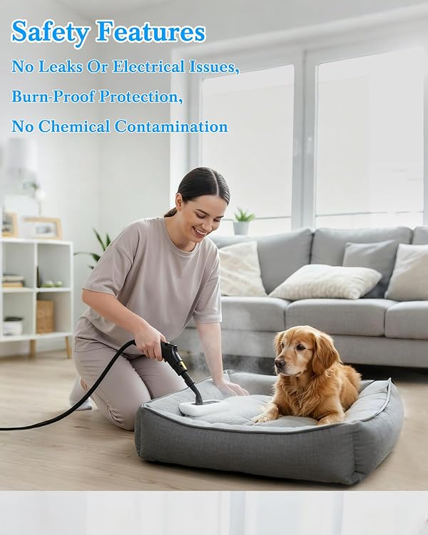 Mecmic Steam Cleaner for Home - 2500W Steam Cleaner, 1600ML Water Tank, 15s Heat-Up, 6-Level Adjustable, 45PSI, 250°F Steam, Handheld Steamer for Kitchen, Bathroom, Tile, Grout, Grease, Car by mecmic - Used condition - Image 7