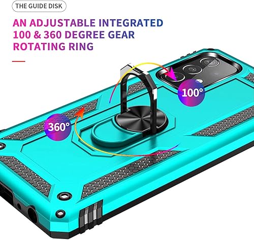 Miniatura 4 de Funda para Samsung A52, Galaxy A52 con protector de pantalla HD, soporte de anillo de grado militar, soporte de coche de 15 pies, probada a prueba