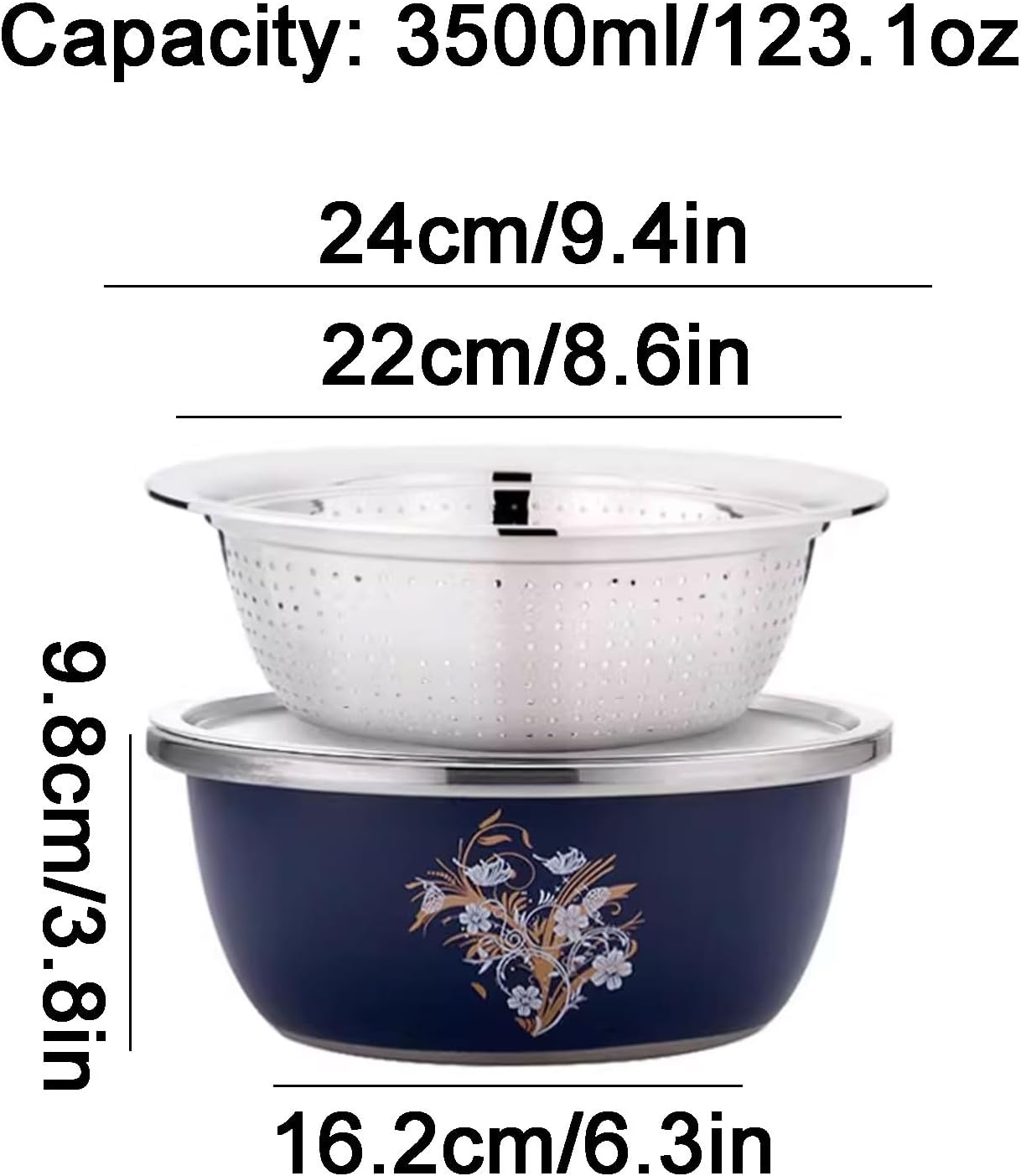 Stackable Stainless Steel Mixing Bowl With Lid For Home Kitchen Egg Beating Dough Kneading Salad Mixing Bowl With Large Capacity multipurpose(M)