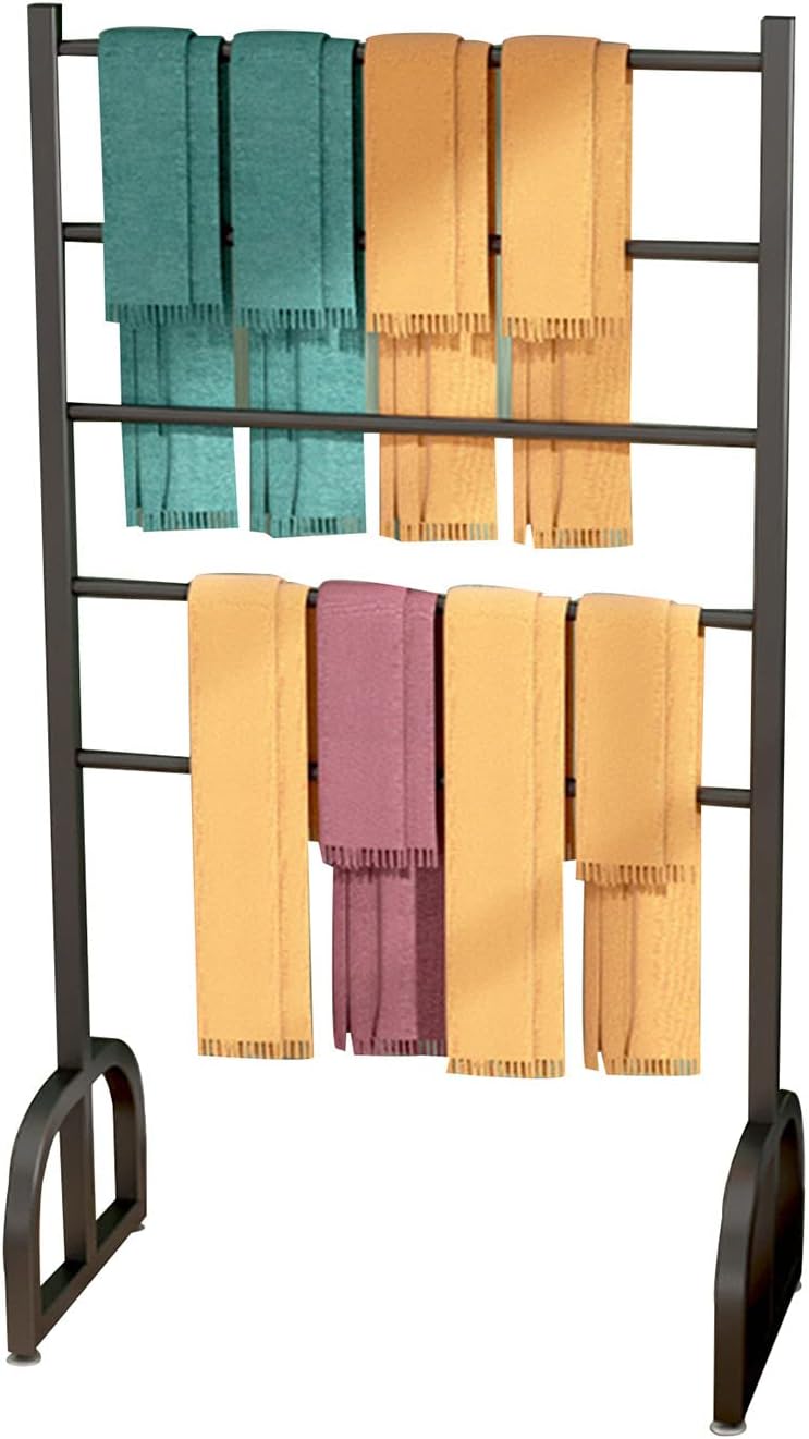 Metal Freestanding Scarf Shawl Holder Organizer, Retail Store Silk Scarf Blanket Fabric Display Stand, Multi-Purpose Sheets Belt Suit Pants Hanging Rack Tie Hanger, Flower Wrapping Paper Storage Rac