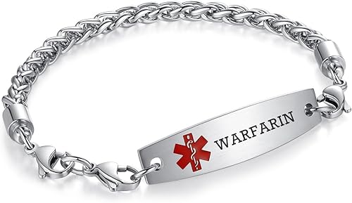 Miniatura 64 de Brazaletes de alerta médica ajustables de 7.5" a 9" para mujer/hombre, de acero inoxidable, intercambiables