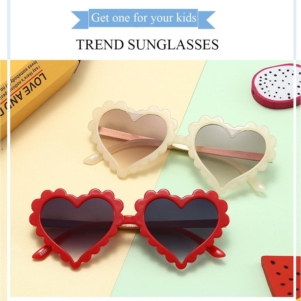 Kids Heart Shaped Sunglasses for Girls Boy Cute Glasses UV 400 Protection Outdoor Beach Children