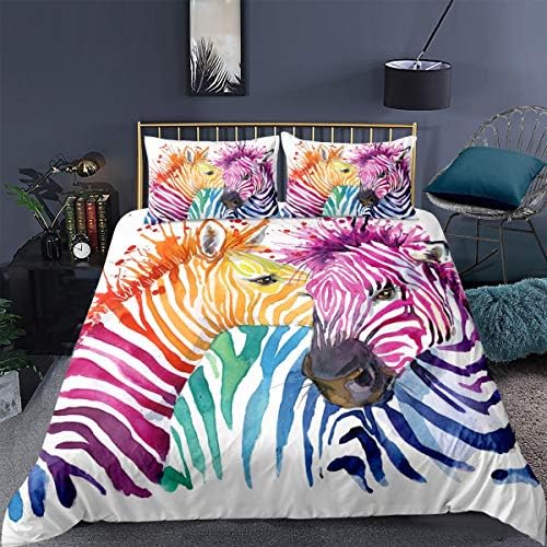 Zebra Stripes Duvet Cover Leopard Bedding Set For Kids Boys Girls Pink Black White Zebra Leopard Fur Comforter Cover Ultra Soft Wild Animal Skin Texture Bedspread Cover Double Size