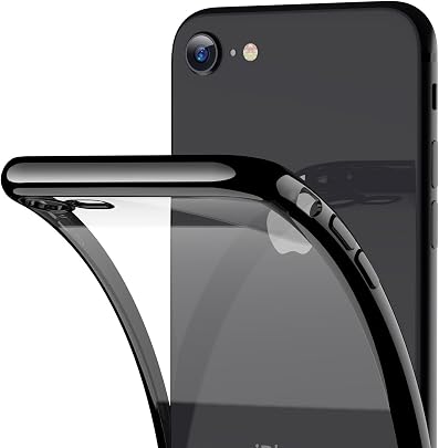 RANVOO Coque iPhone 7 8 Liquid Crystal Ultra Fine Transparent TPU Housse pour iPhone 7 iPhone Bumper Souple Antichoc Extreme  tui avec Bordure Color e Placage Noir
