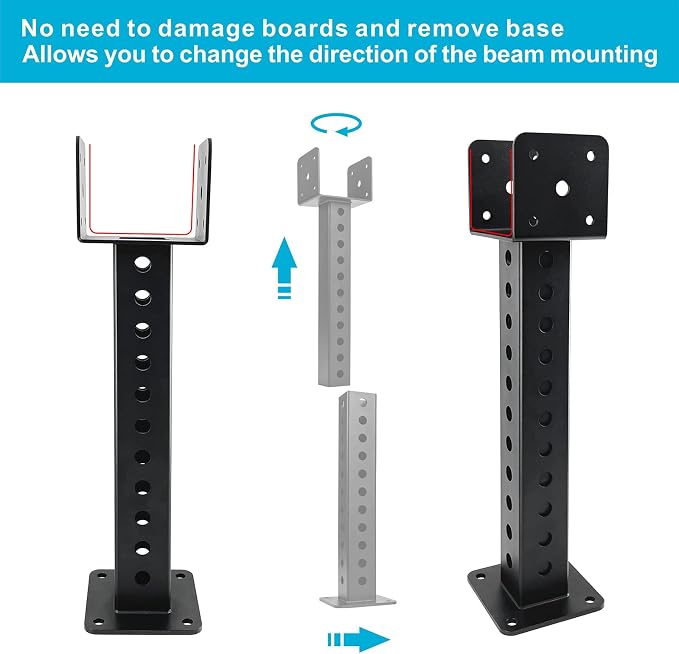Soporte ajustable para vigas de patio 2 piezas negro miniatura 4