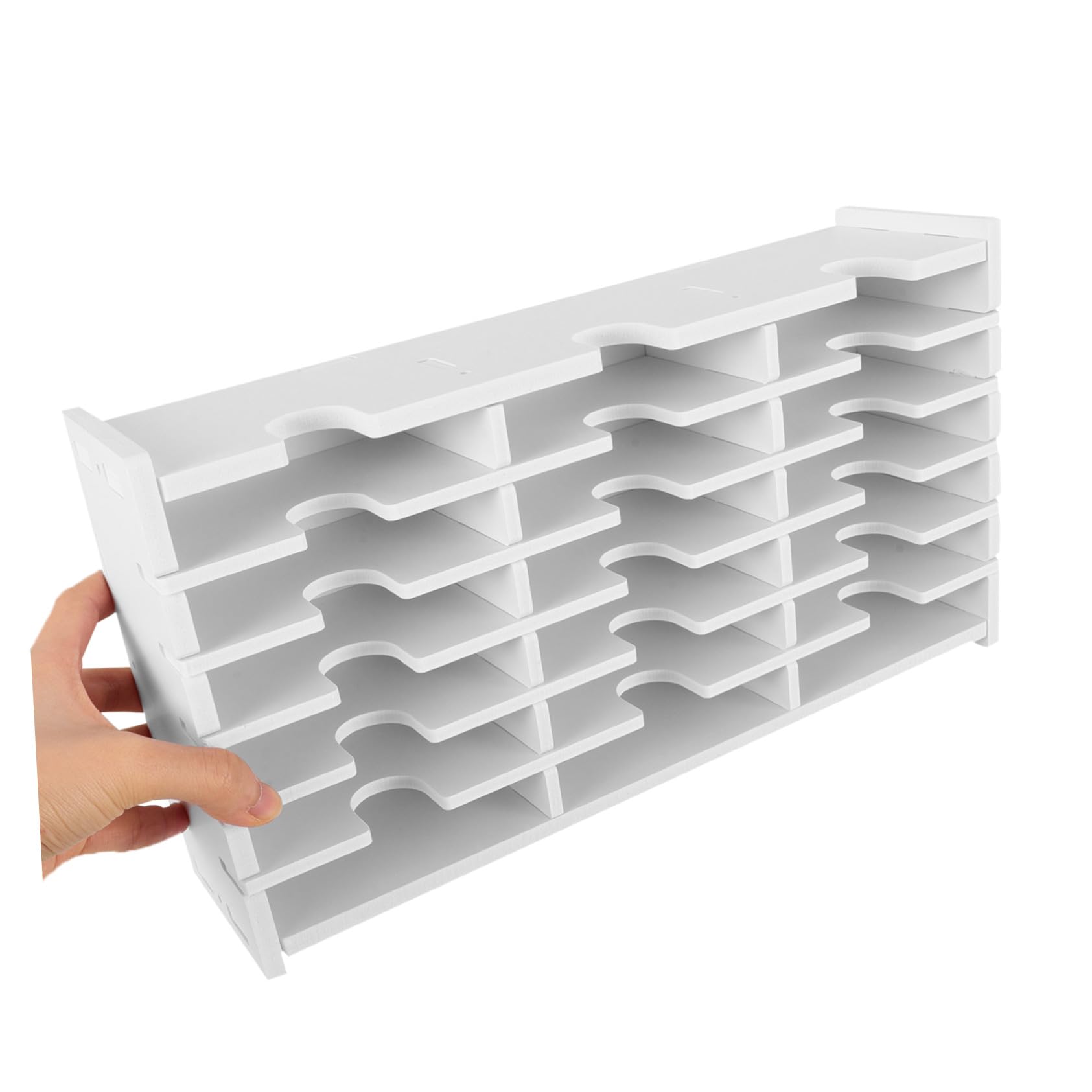 Scatola Porta CD in Legno Bianco 18 Scomparti, Custodia Compatta per Proteggere CD e Dvd, per Ufficio e Casa