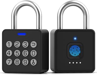 Elektronisches Vorhängeschloss mit Fingerabdruck & PIN, IP65 Wasserdichtes Smart Bluetooth Schloss mit App, USB-C Aufladung, Robust für Gartentor, Garage, Spind