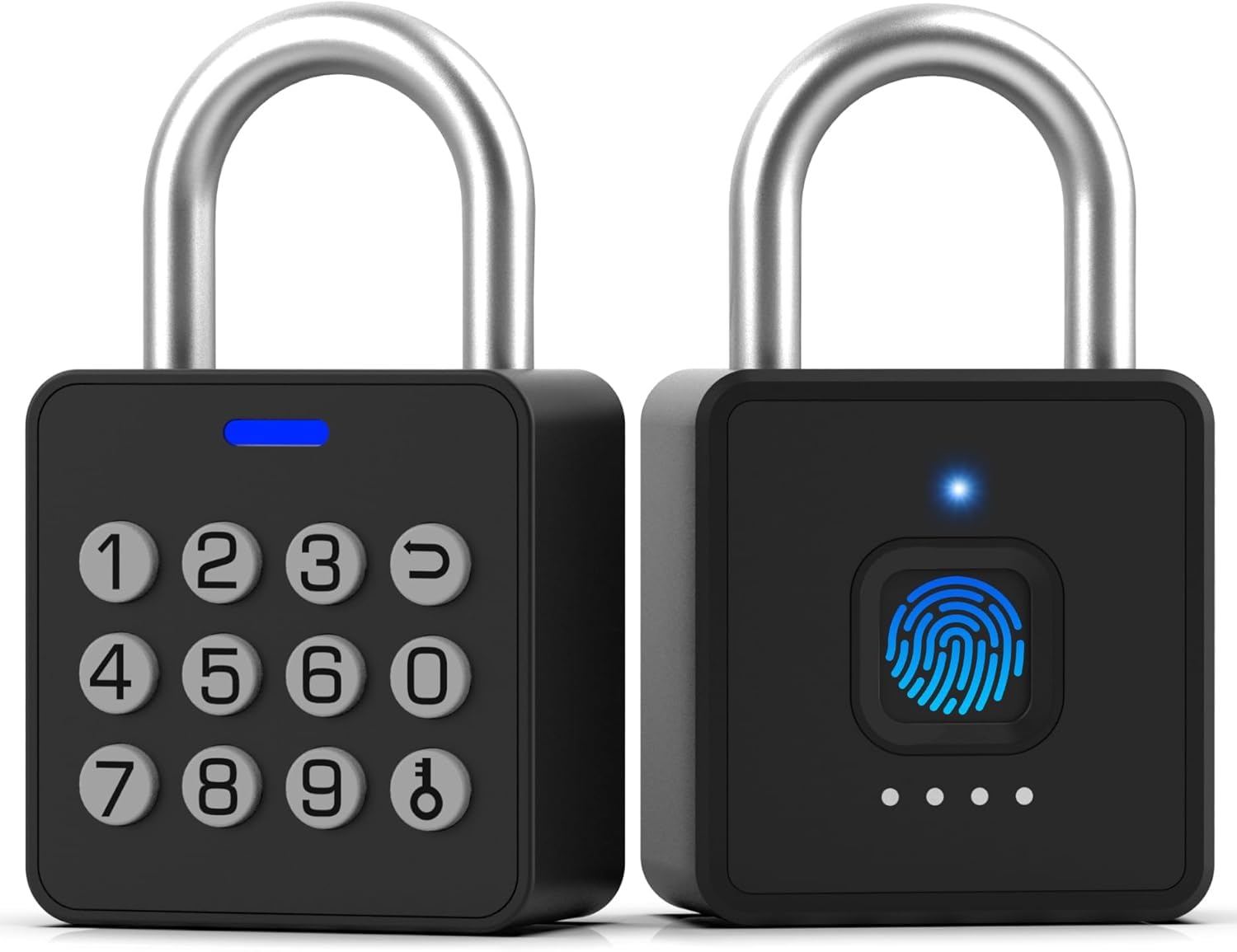 Elektronisches Vorhängeschloss mit Fingerabdruck & PIN, IP65 Wasserdichtes Smart Bluetooth Schloss mit App, USB-C Aufladung, Robust für Gartentor, Garage, Spind
