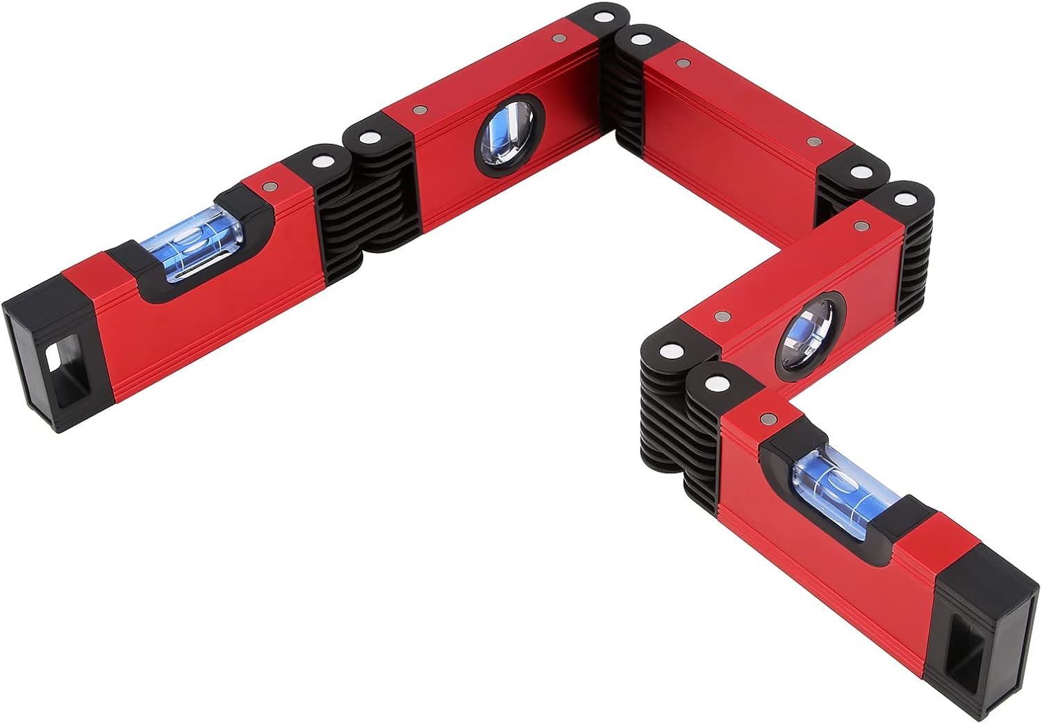 Multi-function Foldable Level, 28'' Multi-Angle Measurement Woodworking Tools,5 Sections with 4 Levels Bubbles 45°/90°/180°, Precise Leveling In Any Position, Magnetic Level for pipes,stairs,corners