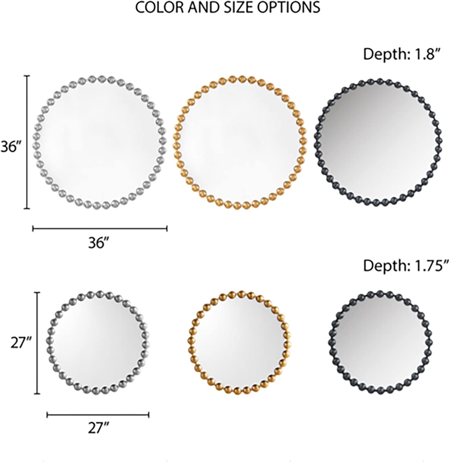 MADISON PARK SIGNATURE Wall Décor Marlowe Metal Spherical Frame Round Mirror for Living Room - Home Accent, Ready to Hang Bedroom Decoration, 36" Diameter, Gold : Home & Kitchen