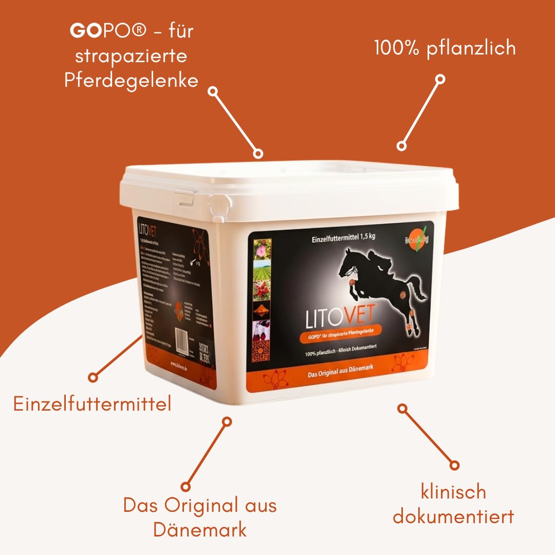 LITOVET für Pferde, Hagebuttenpulver für strapazierte Pferdegelenke, 1,5 kg