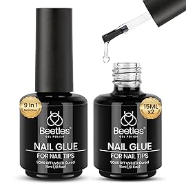 beetles Gel Polish 9 In 1 Gel Nail Glue for Clear Acrylic Nail Tips 2 Pcs 15ml Long Lasting Nail Gel Kit for False Nails Tips, Base Blooming Nail Gel, Christmas Nail Art, U V Light Required