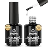 9 In 1 Gel Nail Glue for Clear Acrylic Nail Tips 2 Pcs 15ml Long Lasting Nail Gel Kit for False Nails Tips, Base Blooming Nail Gel, Spring Nail Art, U V Light Required