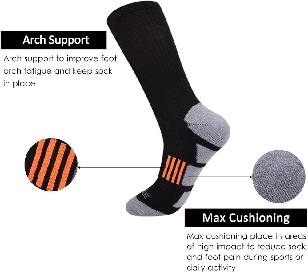 JOYNÉE Mens 6 Pack Athletic Cushion Crew Socks Performance Running Socks