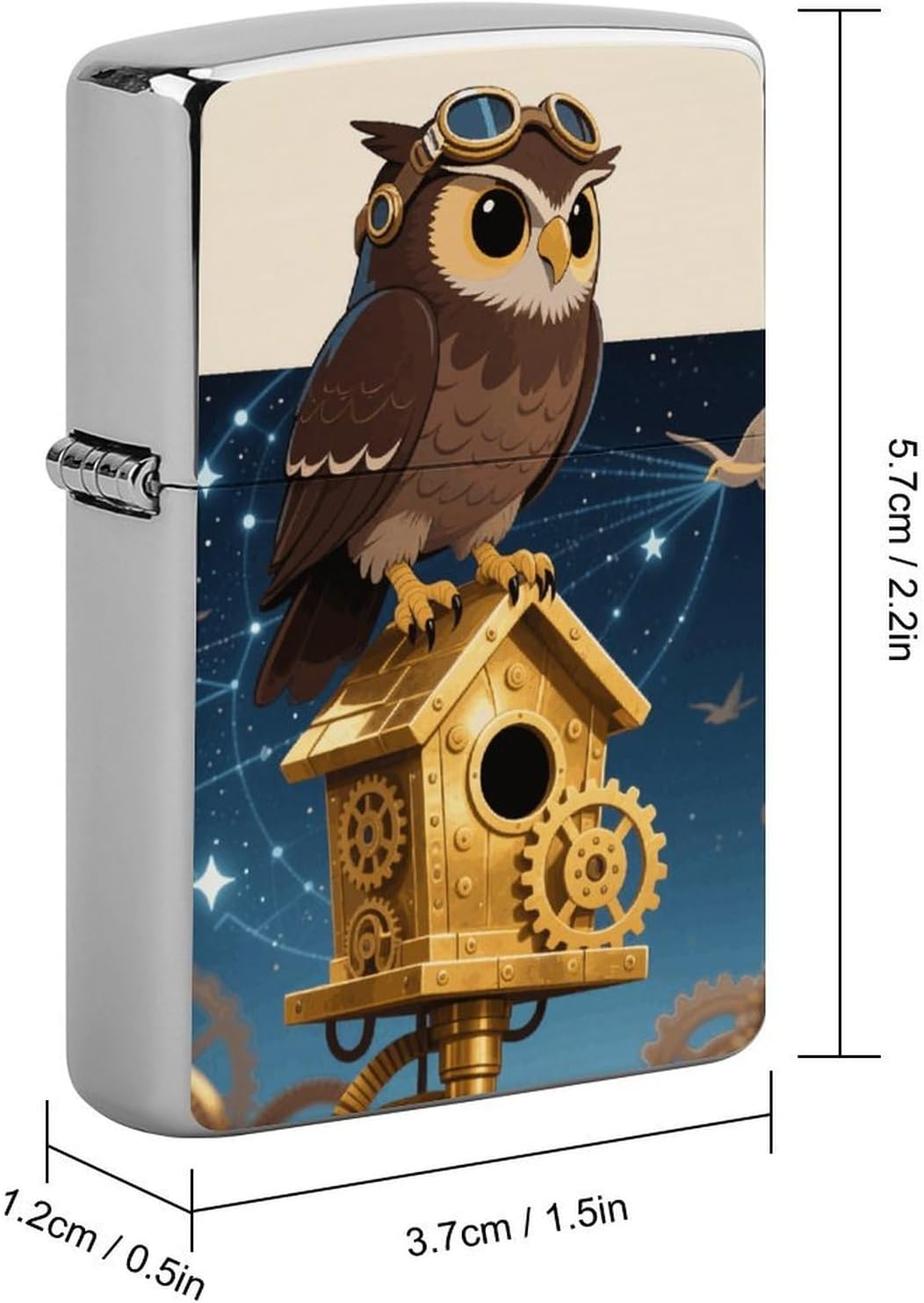 Owl on Brass Birdhouse Metal Lighter Cover Case Pouch Holder image 2