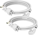 FIRMERST 10 Corde de raccordement à prise plate de pieds 14 AWG 1875W 15A Blanc. 2