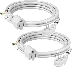 FIRMERST 1875W Flat Plug Extension Cord 10 Feet 14 AWG 15A White, Pack of 2