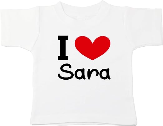 Amazon.com: Kinacle I Love Sara - Camiseta personalizada para bebé : Ropa,  Zapatos y Joyería