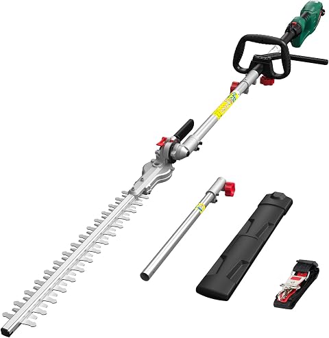 HYCHIKA Taille Haie Telescopique Electrique 900W, Elagueuse sur Perche, Electric Hedge Trimmer, Extensible 200-250 cm, Double Interrupteur et Double Poignée, pour Tailler Les Haies et Arbustes