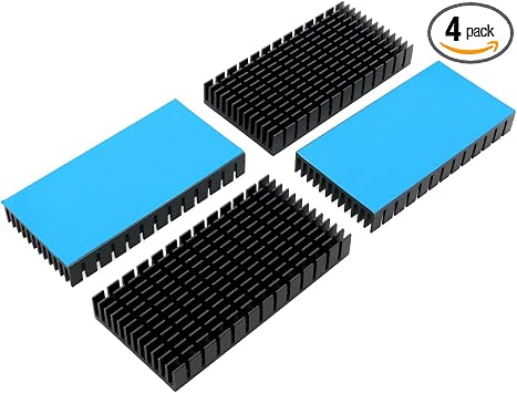 4Pcs Large Heat Sink Aluminum Black Heatsinks Fins for Cooler PCB Board LED Motherboard, 80 x 40 x 11mm/3.15 x 1.58 x 0.43 inches
