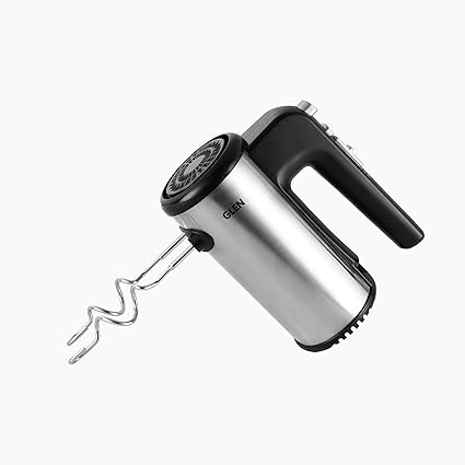 Glen Electric Hand Mixer 200 W 2 Beaters with 5 Speed Settings - Black and Grey (4058)
