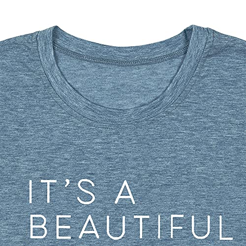 Leave Me Alone Letter Print T Shirt Women's Graphic Tees With Funny Saying Athletic Casual Cotton Short Sleeve Tshirt Cute Junior Tops(Blue Xl) #TOP1