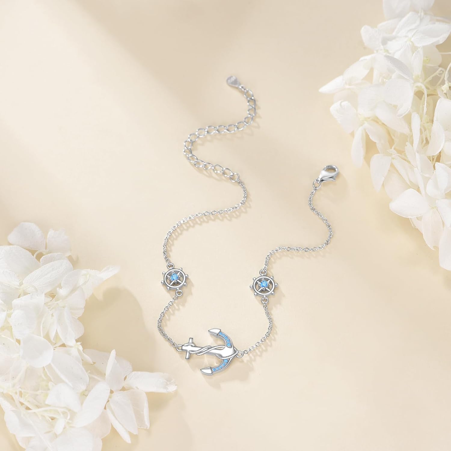 Anchor Bracelet for Women 925 Sterling Silver Rudder Bracelet Nautical Sailor Anchor Jewelry for Mom Women - Image 2