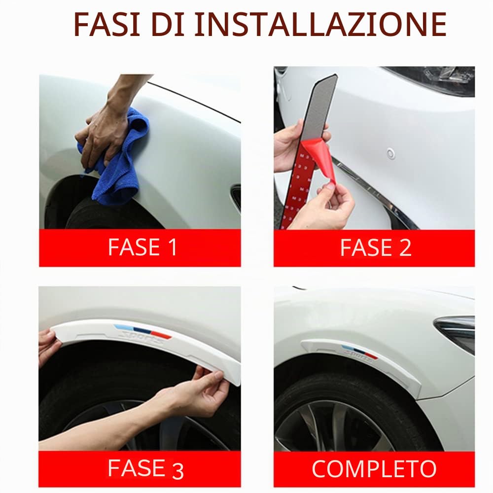 Estensione del passaruota per auto, protezione universale, protezione anti-collisione, protezione per parafango, protezione da 2 pezzi, colore bianco
