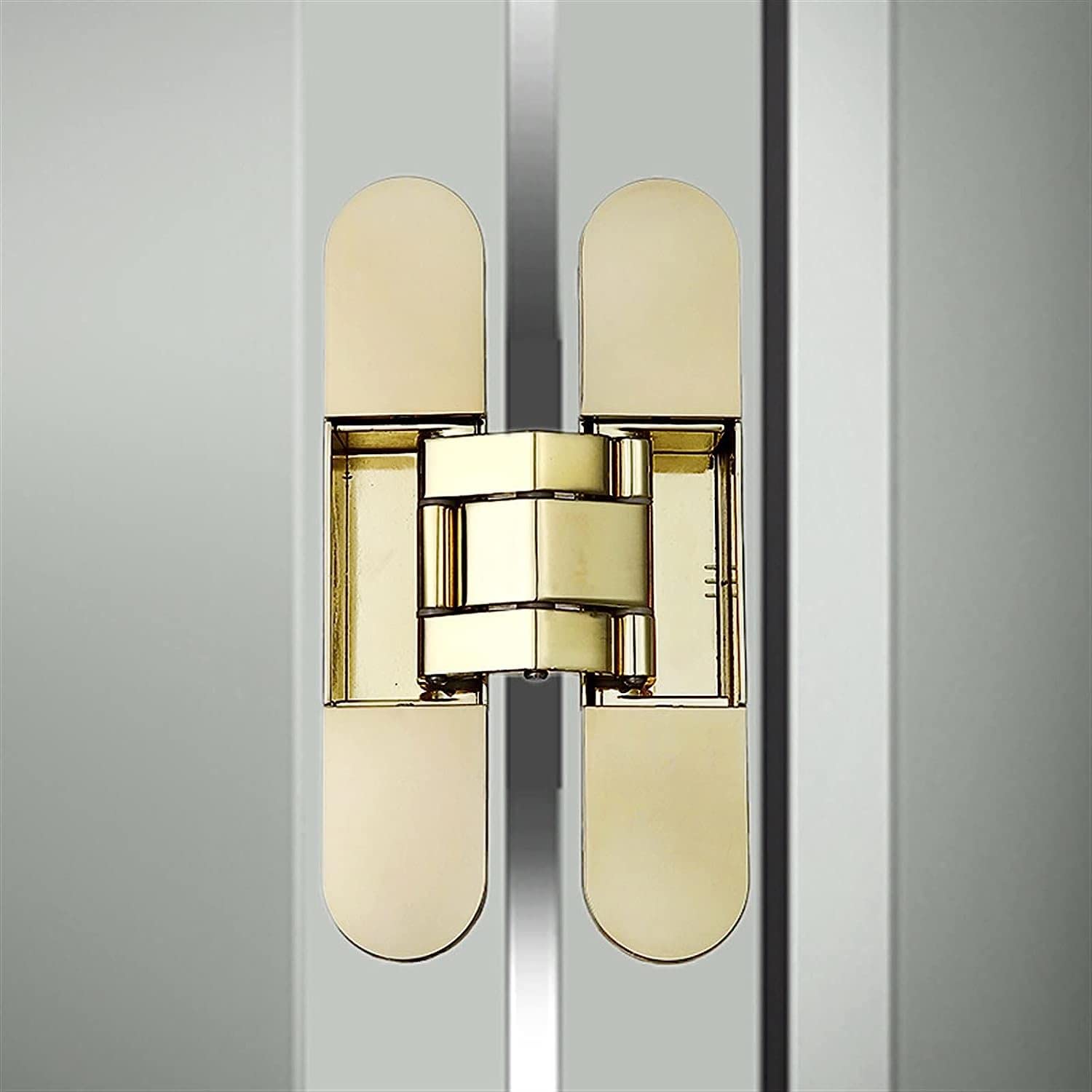 Nvsfzgiyg Gold 60Kg Adjustable Concealed 180 Degrees Hinge European H-Shaped Folding Silent Invisible Hinges(Gold)