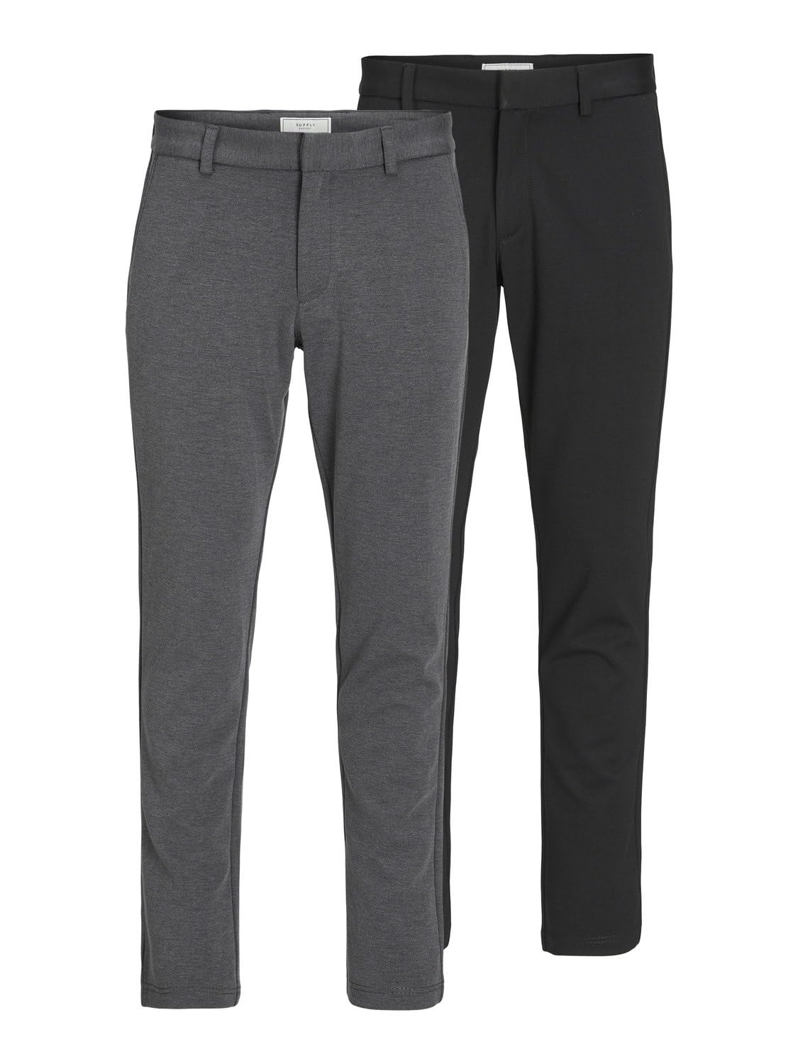 JACK & JONES Pantalones Hombre Pack de 2 – Chinos Slim Fit, Ropa Casual y de Vestir, Cómodos y Modernos, Tiro Medio, Poliéster y Viscosa, Elegantes y Transpirables