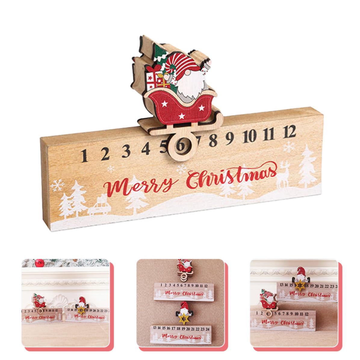 BESPORTBLE 5 Pezzi Calendario Avvento in Legno Decorativo Natalizio da