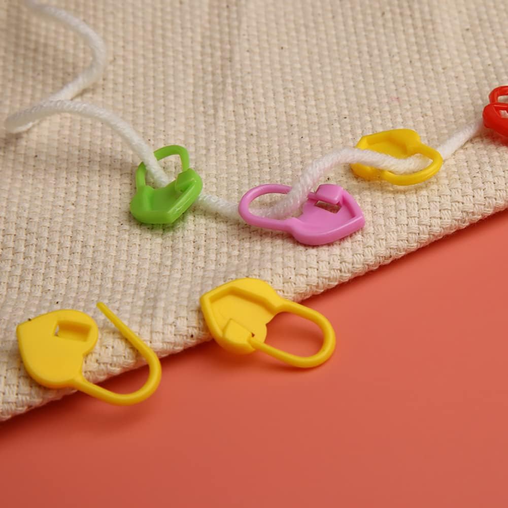 200 Pcs Mix Color Heart Knitting Markers Crochet Clips Stitch Markers Plastic Safety Pins