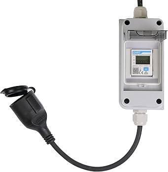 Mobiele Stroommeter 230V met Reset-knop & IP65 Behuizing – Digitale Tussenmeter met H07RN-F Kabel voor Balkonkraftwerk, Camperaansluiting, Camping
