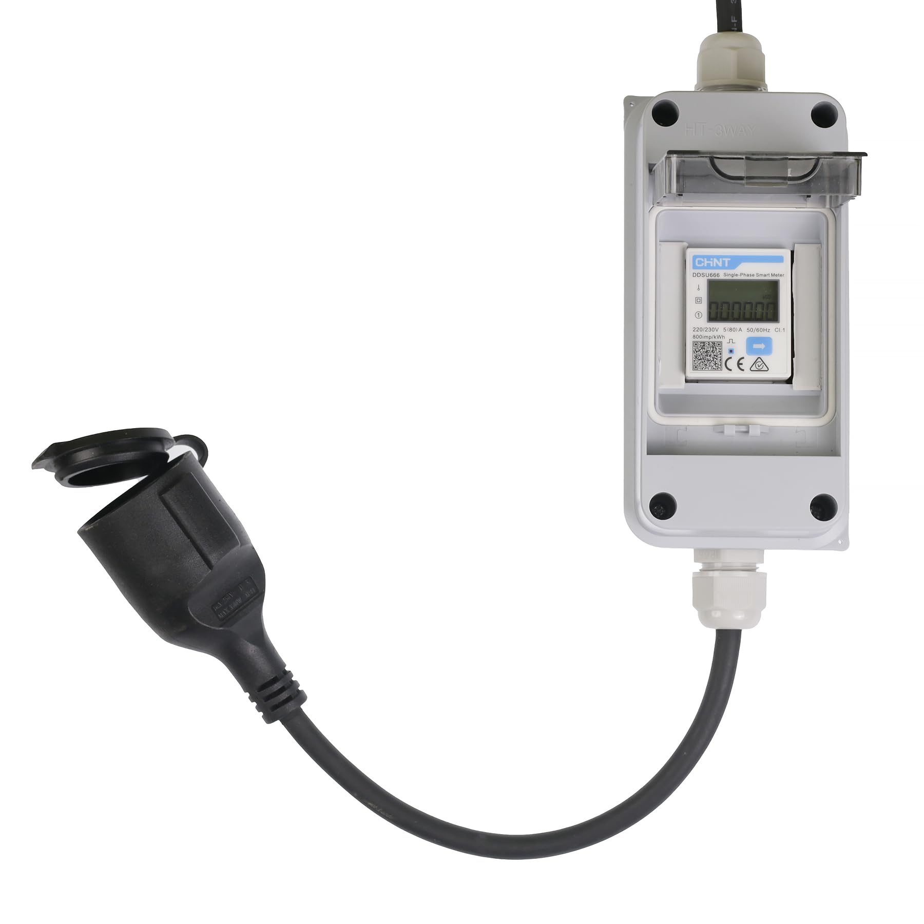 Contatore elettrico mobile (CHINT DDSU666) - alloggiamento IP65, spina Schuko IP44 e accoppiamento, contatore per camper, veicoli elettrici e impianti fotovoltaici da balcone