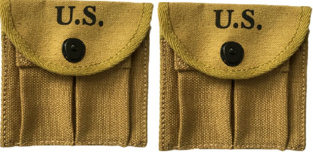 (Pack of 2) U.S WWII M1 Carbine Buttstock Ammo Ammunition Cartridge Magazine Pouch WW2