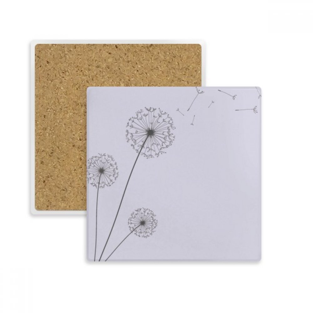 Dessous de verre carré pissenlit absorbant en pierre lot de 2