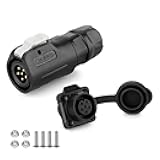 CNLINKO Gold-Plated 6 Pin Quick Electrical Plastic Circular IP68 Connector Male Female Plug Connector, M12 Electrical Male Female Plug Socket (6 Pin)