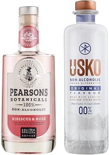 Pearsons Botanicals Hibiscus & Rose Gin Alternative & USKO Original Non Alcoholic Vodka 700ml Bundle | Premium Non Alcoholic Drinks by Spirits of Virtue | Imported by Think Distributors