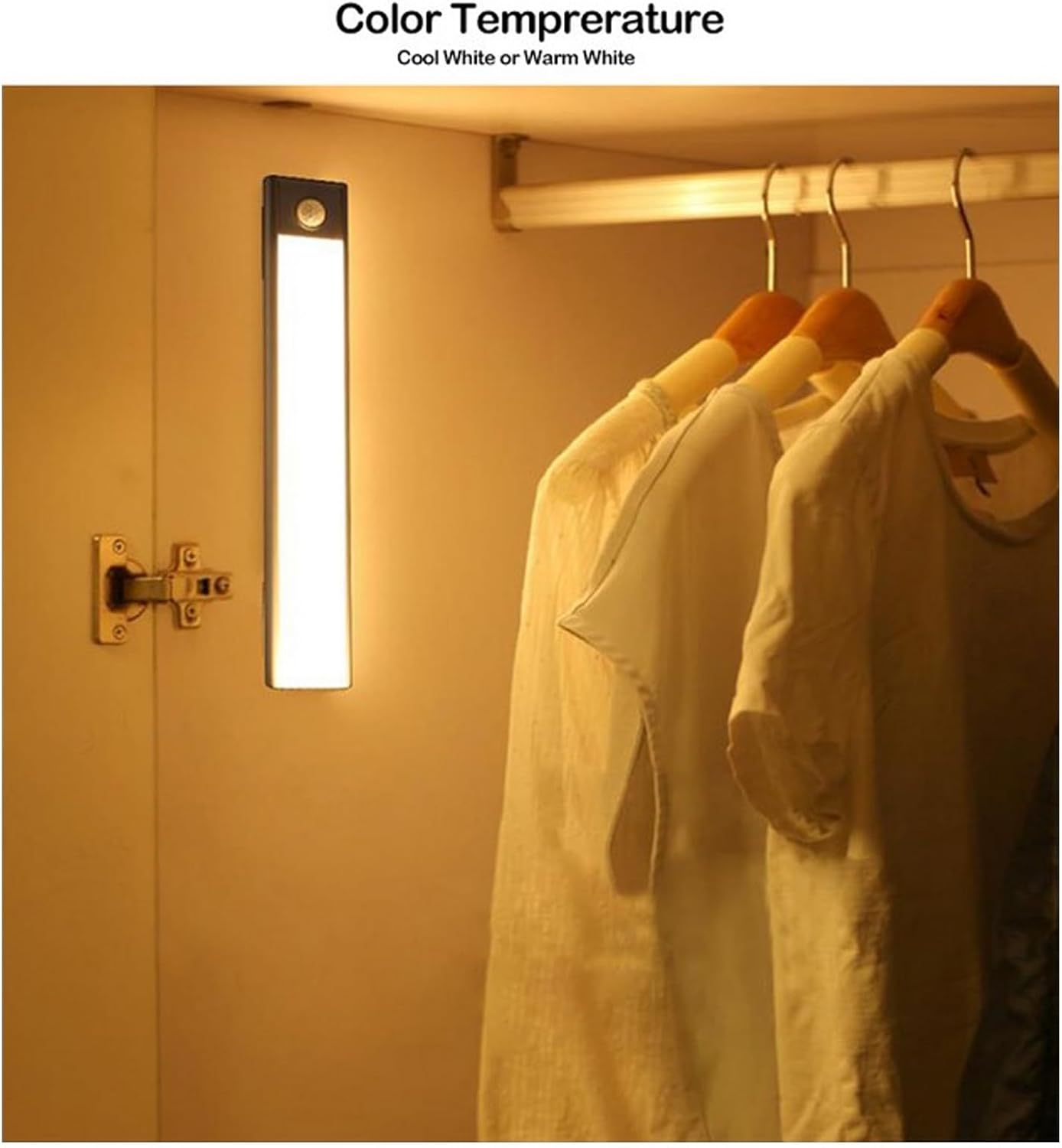 Walfront Motion Sensor LED Light Strips Rechargeable Under Cabinet Lighting Stick On Anywhere Night Light for Kitchen Bedroom