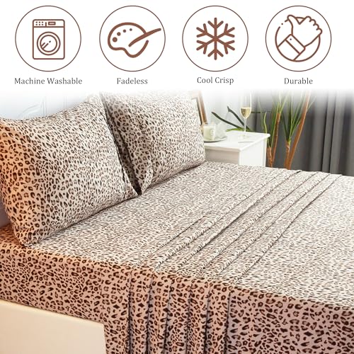 Drozeeo Leopard Sheets Queen, Microfiber Cheetah Sheets, Brown by Drozeeo - Used condition - Image 4