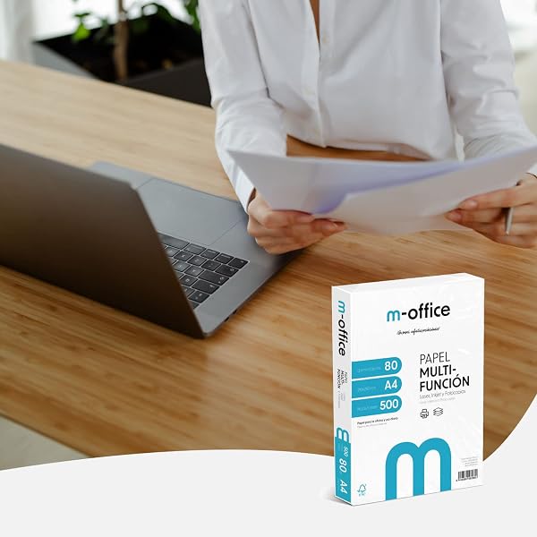 Pack Folios A4 80gr, paquet de 150 feuilles, papier multifonction pour imprimante jet d'encre et laser, feuilles A4 210 x 297 mm idéal pour le bureau et la maison · m-office (150 feuilles) - 5